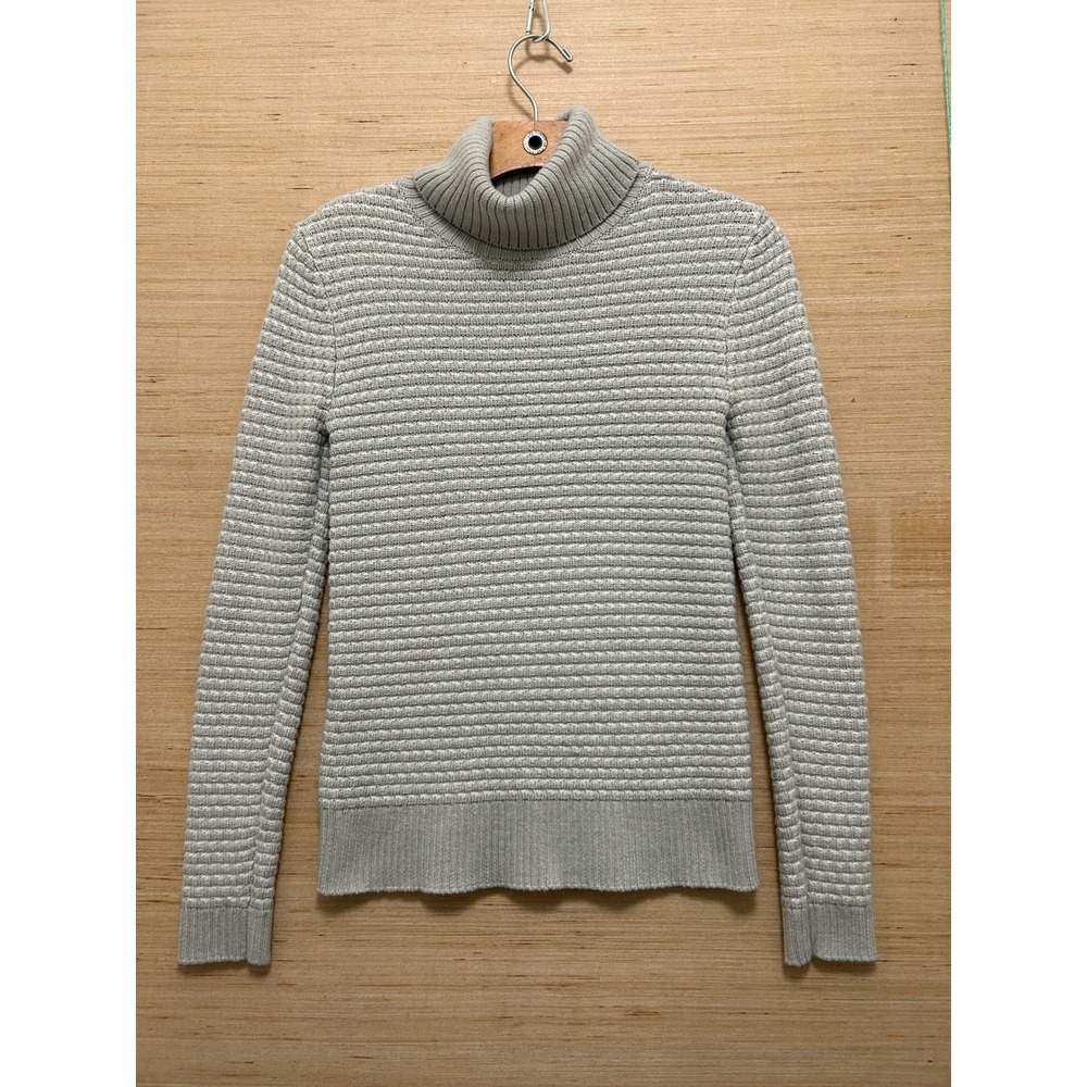J.Crew Womens XXS Light Gray Textured Waffle Knit Turtleneck Sweater Long Sleeve
